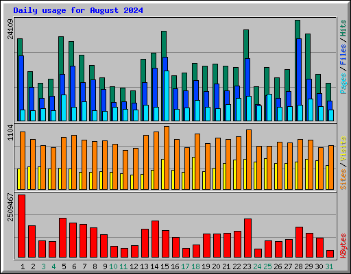 Daily usage for August 2024